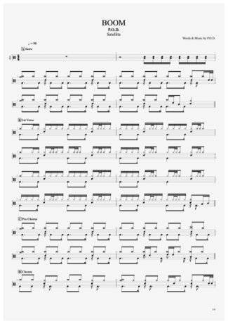 P.O.D. Boom score for Drums