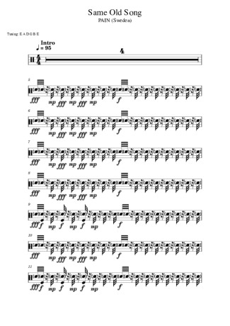 PAIN (Sweden) Same Old Song score for Drums