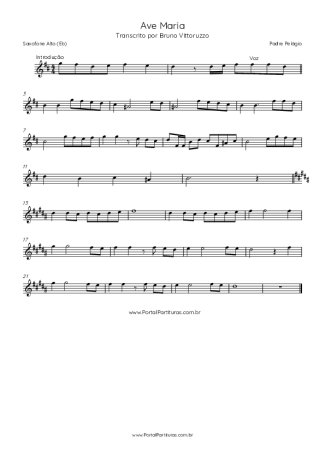 Padre Pelágio Ave Maria score for Alto Saxophone