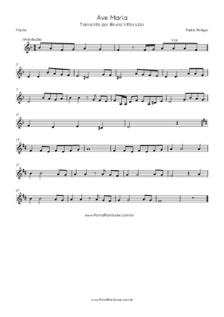 Padre Pelágio Ave Maria score for Flute