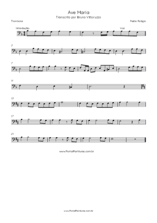 Padre Pelágio Ave Maria score for Trombone