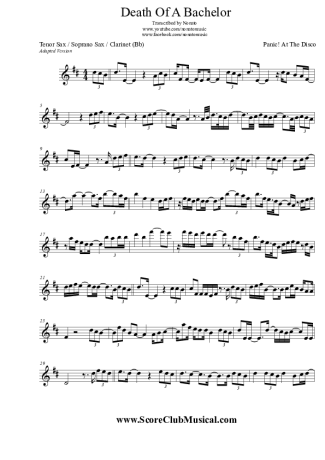 Panic! At The Disco Death Of A Bachelor score for Clarinet (Bb)