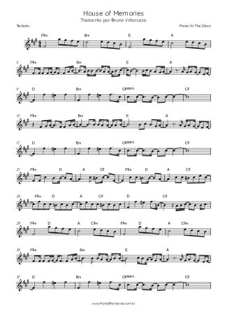 Panic! At The Disco House Of Memories score for Keyboard