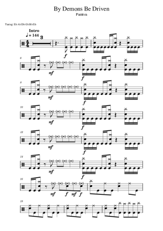 Pantera By Demons Be Driven score for Drums
