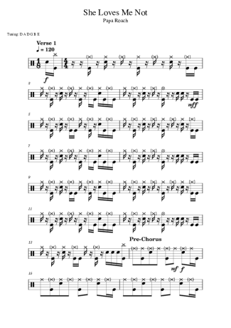 Papa Roach She Loves Me Not score for Drums