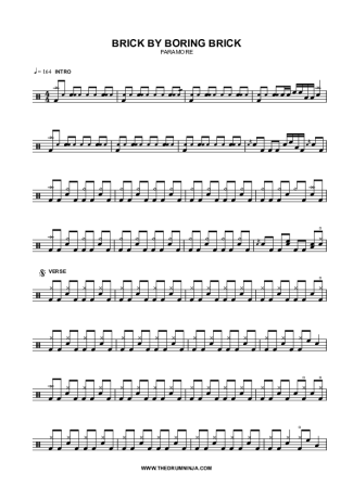 Paramore Brick by Boring Brick score for Drums