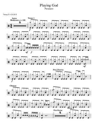 Paramore Playing God score for Drums