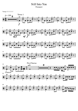 Paramore Still Into You score for Drums