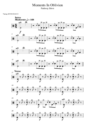 Parkway Drive Moments In Oblivion score for Drums