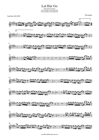 Passenger Let Her Go score for Alto Saxophone