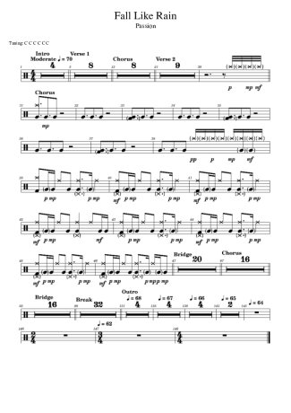 Passion feat. Rachel Halbach Fall Like Rain (for Brushes) score for Drums