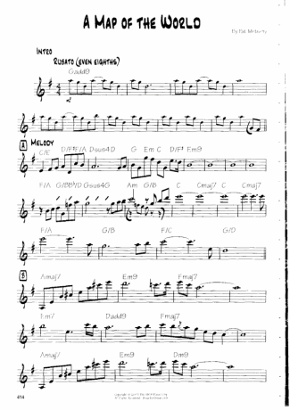 Pat Metheny A Map Of The World score for Guitar