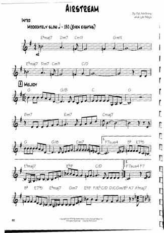 Pat Metheny Airstream score for Guitar