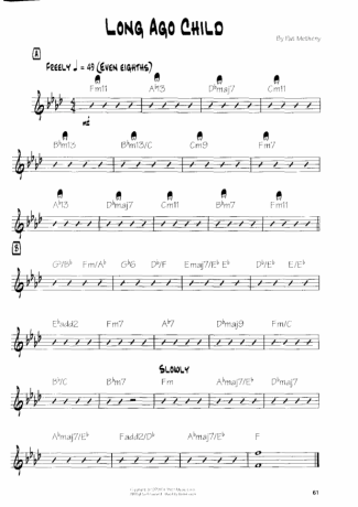 Pat Metheny Long Ago Child score for Guitar