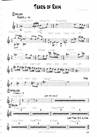 Pat Metheny Tears Of Rain score for Guitar
