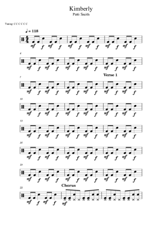 Patti Smith Kimberly score for Drums