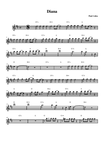 Paul Anka Diana score for Alto Saxophone