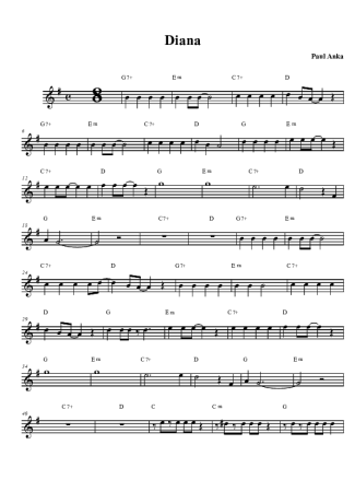 Paul Anka Diana score for Clarinet (Bb)