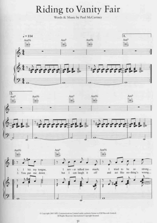 Paul McCartney Riding To Vanity Fair score for Piano