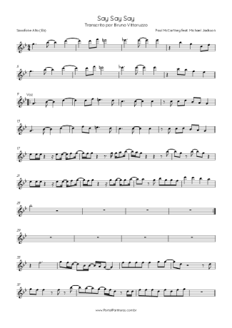 Paul McCartney Say Say Say (feat. Michael Jackson) score for Alto Saxophone