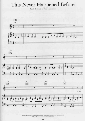 Paul McCartney This Never Happened Before score for Piano