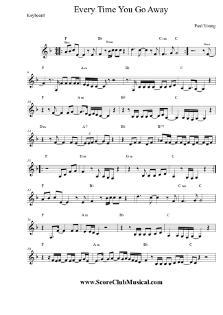 Paul Young Every Time You Go Away score for Keyboard