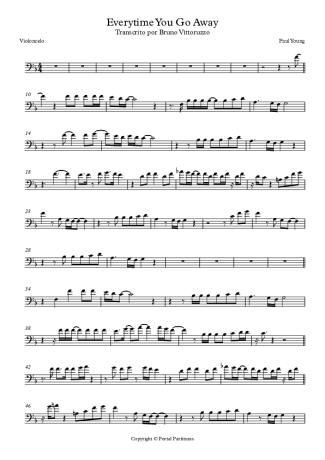 Paul Young Everytime You Go Away score for Cello