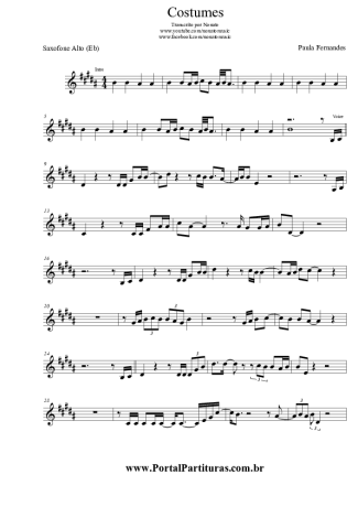 Paula Fernandes Costumes score for Alto Saxophone