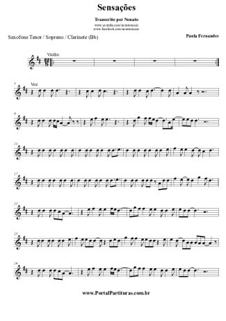 Paula Fernandes Sensações score for Clarinet (Bb)