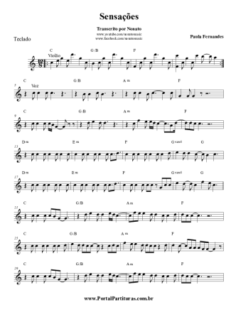 Paula Fernandes Sensações score for Keyboard