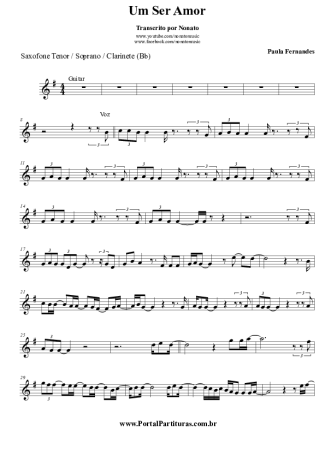 Paula Fernandes Um Ser Amor score for Clarinet (Bb)