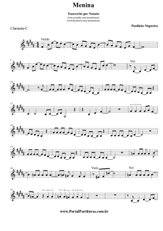 Paulinho Nogueira Menina score for Clarinet (C)