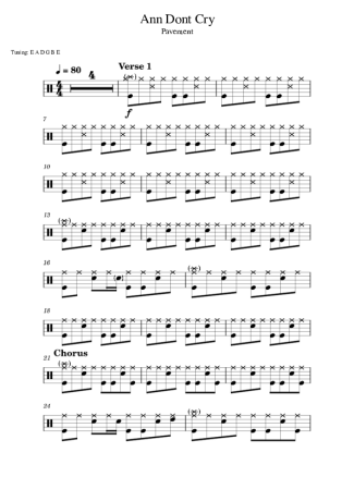 Pavement Ann Don´t Cry score for Drums