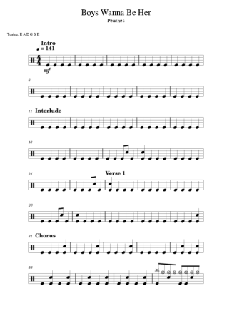 Peaches Boys Wanna Be Her score for Drums