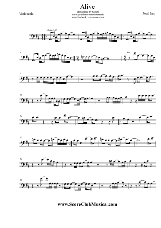 Pearl Jam  score for Cello