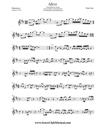 Pearl Jam  score for Harmonica