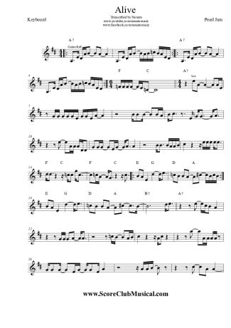 Pearl Jam  score for Keyboard