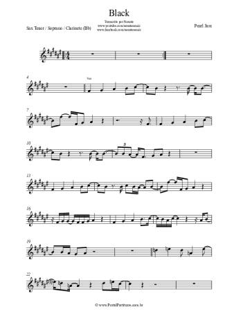 Pearl Jam Black score for Clarinet (Bb)
