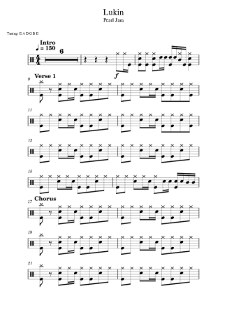 Pearl Jam Lukin score for Drums