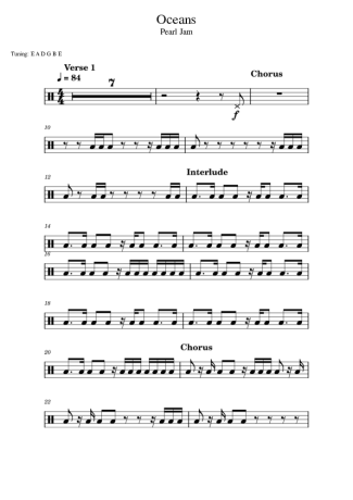 Pearl Jam Oceans score for Drums