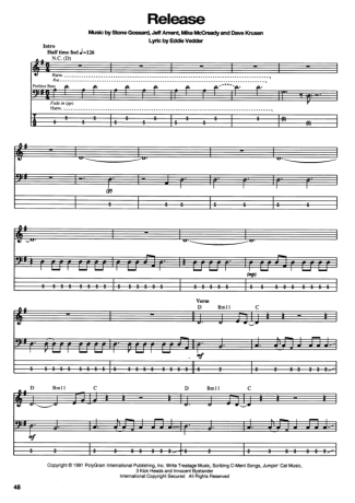Pearl Jam Release score for Bass