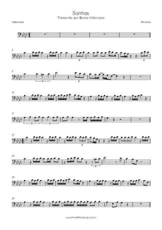 Peninha Sonhos score for Cello