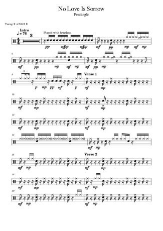 Pentangle No Love Is Sorrow score for Drums