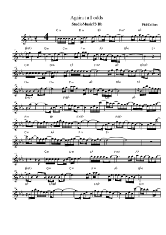 Phil Collins Against All Odds (Take a Look at Me Now) score for Tenor Saxophone Soprano (Bb)