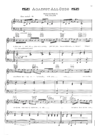 Phil Collins Against All Odds score for Piano