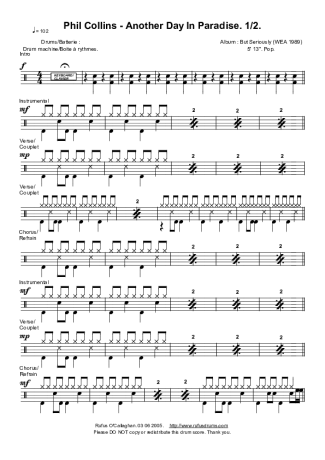 Phil Collins Another Day In Paradise score for Drums