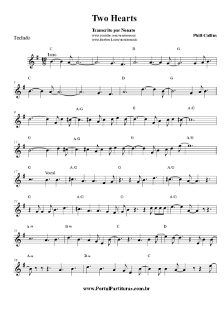 Phil Collins Two Hearts score for Keyboard