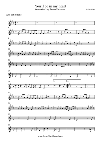 Phil Collins You´ll Be In My Heart score for Alto Saxophone