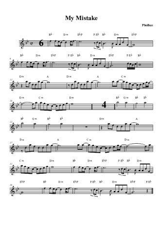 Pholhas My Mistake score for Tenor Saxophone Soprano (Bb)