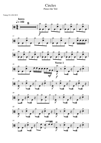 Pierce the Veil Circles score for Drums
